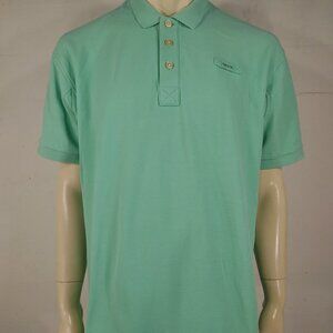 Orvis mint green 100% cotton casual short sleeve polo shirt mens XL X-Large